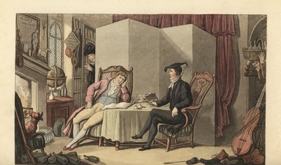 Ung herre på sine værelser på universitetet af Thomas Rowlandson