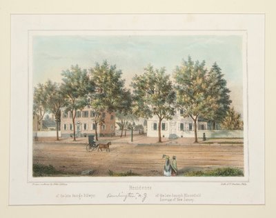 Bolig / af afdøde George Dillwyn / af afdøde Joseph Bloomfield (Burlington, NJ), fra 14 udsigter over Burlington af Thomas S. Sinclair