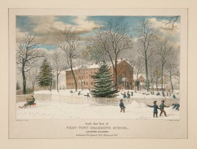 West-Town Boarding School (sydøstudsigt), Chester Co., Pa. af Thomas S. Sinclair