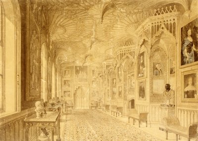 Long Gallery ved Strawberry Hill, Twickenham (tryk) af Thomas Sandby