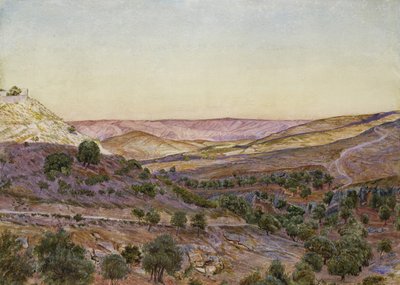 Moabs bakker og Hinnom-dalen, 1854 (akvarel og kropsfarve) af Thomas Seddon