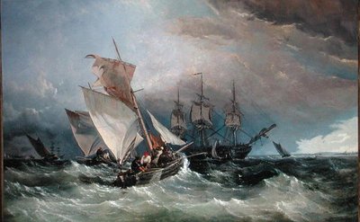 Rejekuttere ud for Nore, Sheerness i det fjerne, ca. 1854 (olie på lærred) af Thomas Sewell Robins