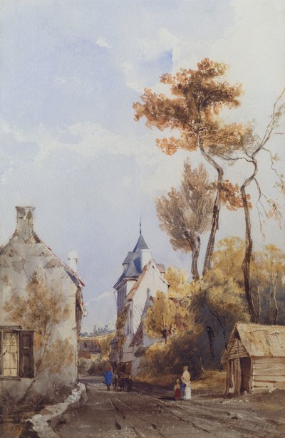 Udsigt over en landsbygade, Waterloo af Thomas Shotter Boys