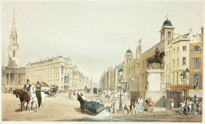 Indgang til The Strand fra Charing Cross, tallerken tyve fra Original Views of London as It Is af Thomas Shotter Boys