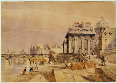 L"Institut og Pont des Arts, Paris, 1828 af Thomas Shotter Boys