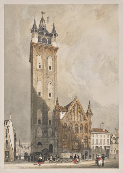 Malerisk arkitektur i Paris, Gent, Antwerpen, Rouen: Belfrey, Gent, Belgien af Thomas Shotter Boys