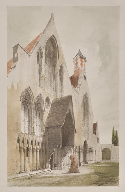 Malerisk arkitektur i Paris, Gent, Antwerpen, Rouen: Hospice des Vieillards, Gent, Belgien af Thomas Shotter Boys