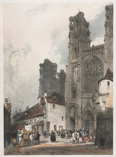 Malerisk arkitektur i Paris, Gent, Antwerpen, Rouen: Laon, Frankrig, 1839. af Thomas Shotter Boys