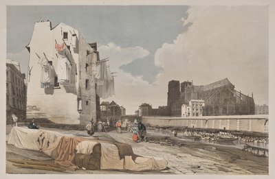 Malerisk arkitektur i Paris, Gent, Antwerpen, Rouen: Nôtre Dame, Paris, fra Quai St. Bernard af Thomas Shotter Boys