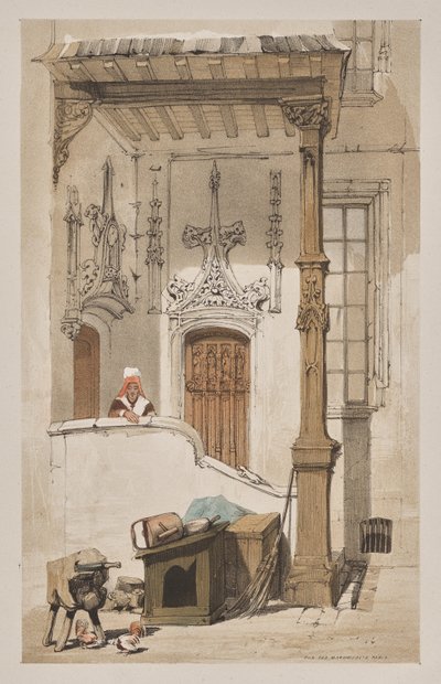 Malerisk arkitektur i Paris, Gent, Antwerpen, Rouen: Rue des Marmousets, Paris af Thomas Shotter Boys