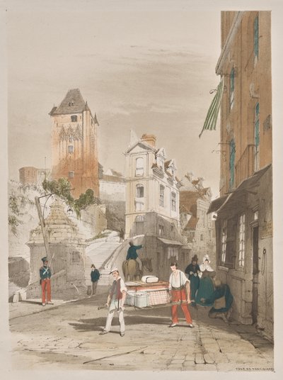 Malerisk arkitektur i Paris, Gent, Antwerpen, Rouen: Tour de Remy, Dieppe, Frankrig af Thomas Shotter Boys