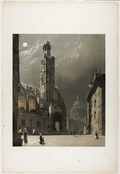 Etienne du Mont og Pantheon, Paris, planche 20 fra Picturesque Architecture in Paris, Ghent, Antwerp, Rouen, Etc. af Thomas Shotter Boys