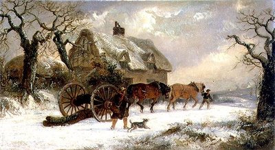 Carting Timber - Winter (olie på panel) af Thomas Smythe