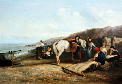 Mending the Nets (olie på lærred) af Thomas Smythe