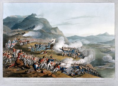 En udsigt over Sierra de Busaco ved St. Antonio de Cantaro, der viser angrebet af marskal Reigniers, indgraveret af Charles Turner, udgivet 1812 (akvatint) af Thomas Staunton St. Clair