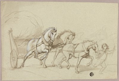 Barn, der fører tre heste og vogn af Thomas Stothard