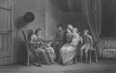 Christian udtrykker sin frygt over for sin familie af Thomas Stothard