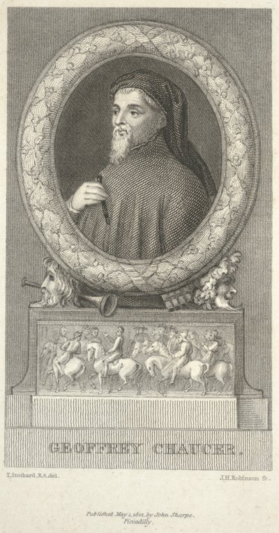 Geoffrey Chaucer, graveret af John Henry Robinson (1796-1871) af Thomas Stothard