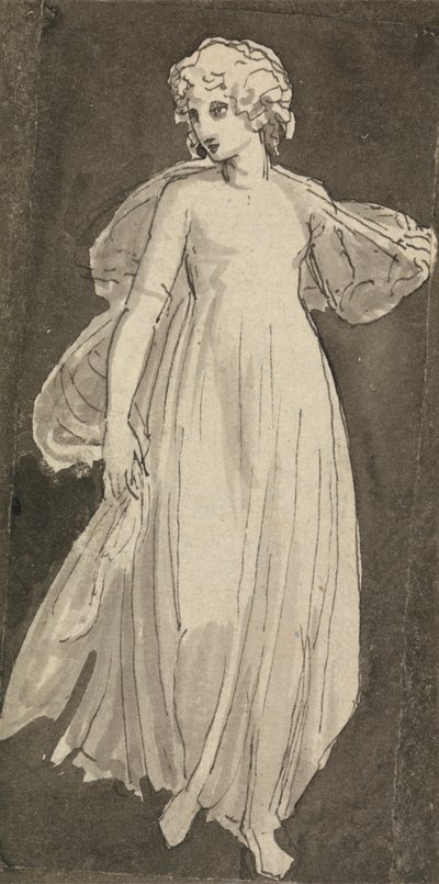 Pige, fuld længde, vendt foran af Thomas Stothard