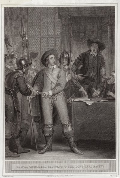 Oliver Cromwell (1599-1658) opløser det lange parlament af Thomas Stothard