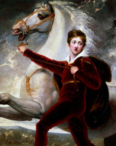 Portræt af en dreng i rød fløjlsdragt af Thomas Stothard