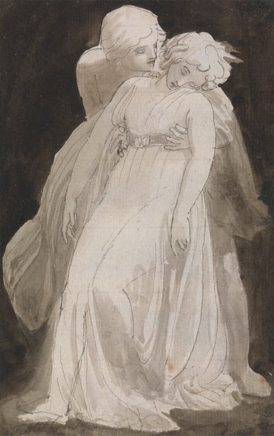 Solicitude: En mand, der støtter en besvimende kvinde af Thomas Stothard