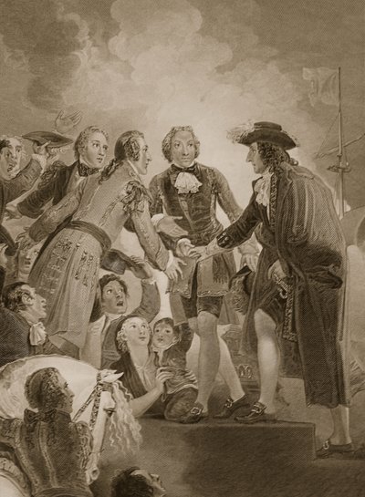 The Landing of William 3rd at Torbay, indgraveret af George Noble, illustration fra David Humes 