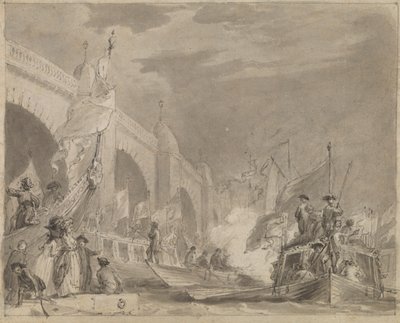 Westminster Bridge and the Royal Barge (The Royal Barge and Westminster) af Thomas Stothard