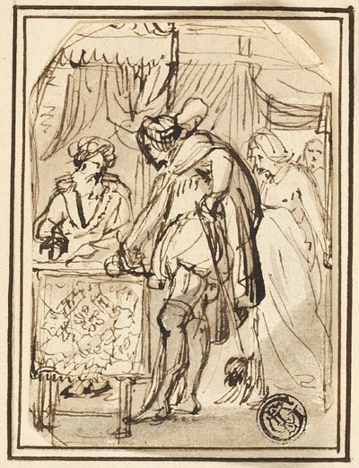 Ung mand ved skribentens bord af Thomas Stothard