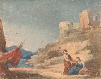 Figurer blandt ruiner på bakke af Thomas Sully