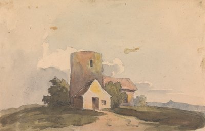 Landskab med bygningsstruktur af Thomas Sully