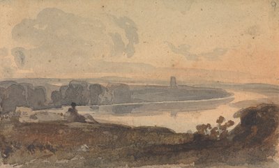 Landskab med Winding River, Figur på Bakken i Forgrunden af Thomas Sully