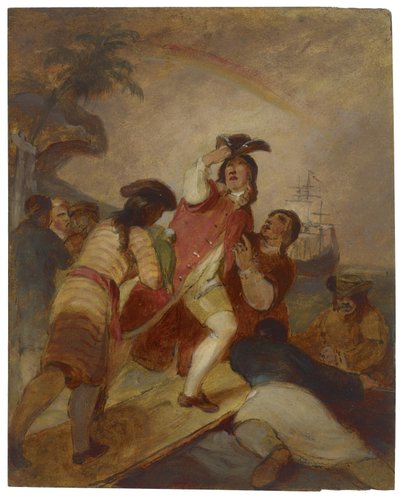 Robinson Crusoe og hans mand forlader fredag øen, ca. 1856 af Thomas Sully
