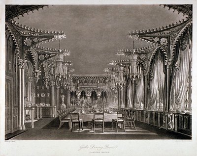 Indvendig udsigt af den gotiske spisestue i Carlton House, Westminster, London, 1819 af Thomas Sutherland