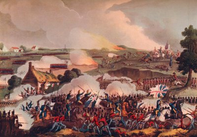 Centret for den britiske hær i aktion ved slaget ved Waterloo, 1800-tallet 1909 af Thomas Sutherland