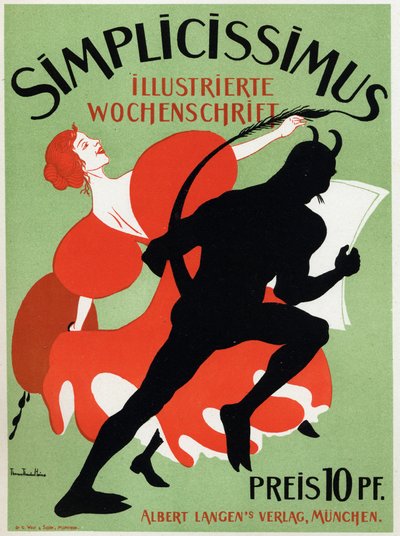 Kunst. Litteratur. Magasinet Simplicissimus. Plakat af Thomas Thedor Heine, Tyskland, ca. 1890 (plakat) af Thomas Theodor Heine