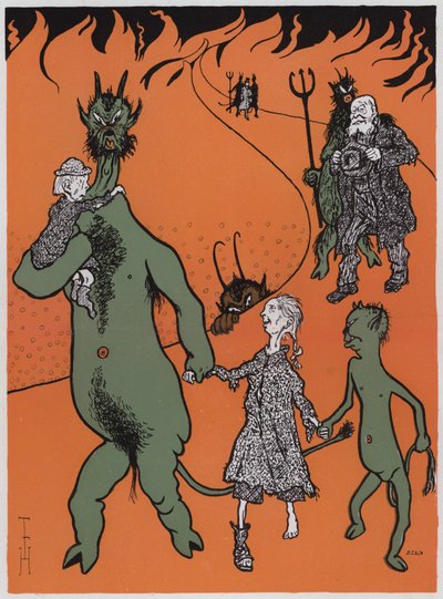 Kulnødsituationen (farve litho) af Thomas Theodor Heine