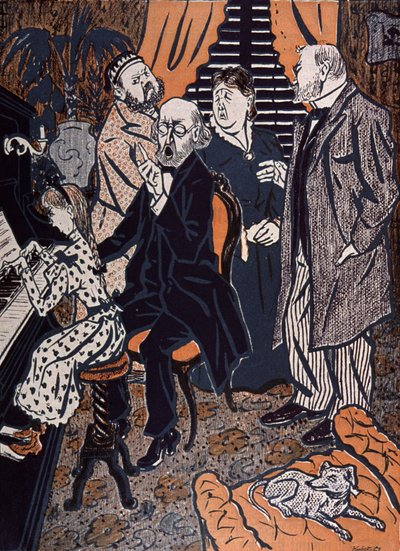 Familiekoncert ved klaveret i: Simplicissimus, Tyskland af Thomas Theodor Heine