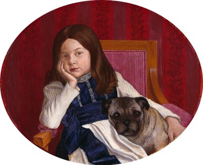 Johanna, kunstnerens datter med en mops af Thomas Theodor Heine