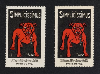 Werbemarke "Simplicissimus 30 Pfg." af Thomas Theodor Heine