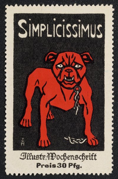 Reklamemarke "Simplicissimus 30 Pfg." af Thomas Theodor Heine