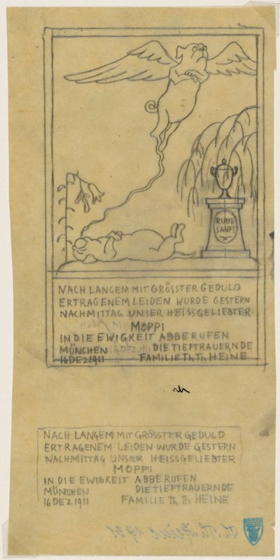 Dødsmeddelelse for en mops af Thomas Theodor Heine