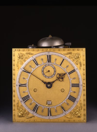 Detalje af et Charles II romersk slående, månedsgående ur, 1675 af Thomas Tompion