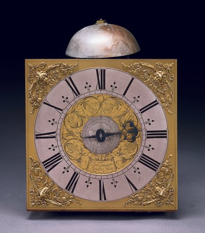 Firkantet urskive af et Charles II Thirty Hour Longcase ur, ca. 1680 (blandet medier) af Thomas Tompion