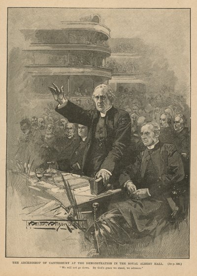Ærkebiskop af Canterbury ved demonstrationen i Royal Albert Hall af Thomas Walter Wilson