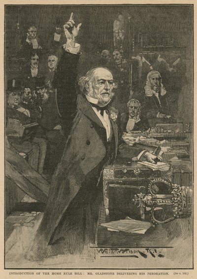 Indførelse af lovforslaget om hjemmestyre - hr. Gladstone afgiver sin udtalelse af Thomas Walter Wilson
