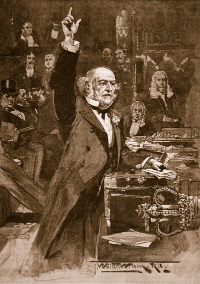 Introduktion af lovforslaget om hjemmestyre: Mr. Gladstone afleverer sin udtalelse, 1886, illustration fra 