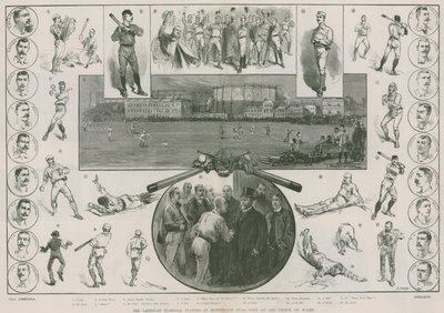 De amerikanske baseballspillere på Kennington Oval - besøg af prinsen af Wales (kobberstik) af Thomas Walter Wilson