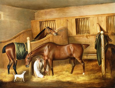 Jægere i en stald med en brudgom, 1809 af Thomas Weaver