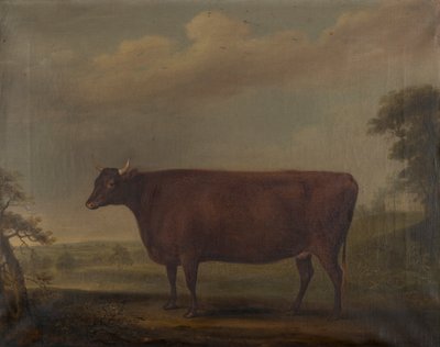 Røde Devon-kvier i landskab, ca. 1812 (olie på lærred) af Thomas Weaver